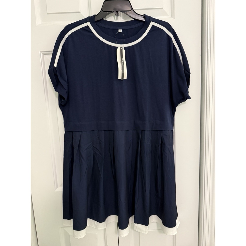 Saukole Sz M Dress Navy Blue w/ White Preppy Japan Anime School Uniform